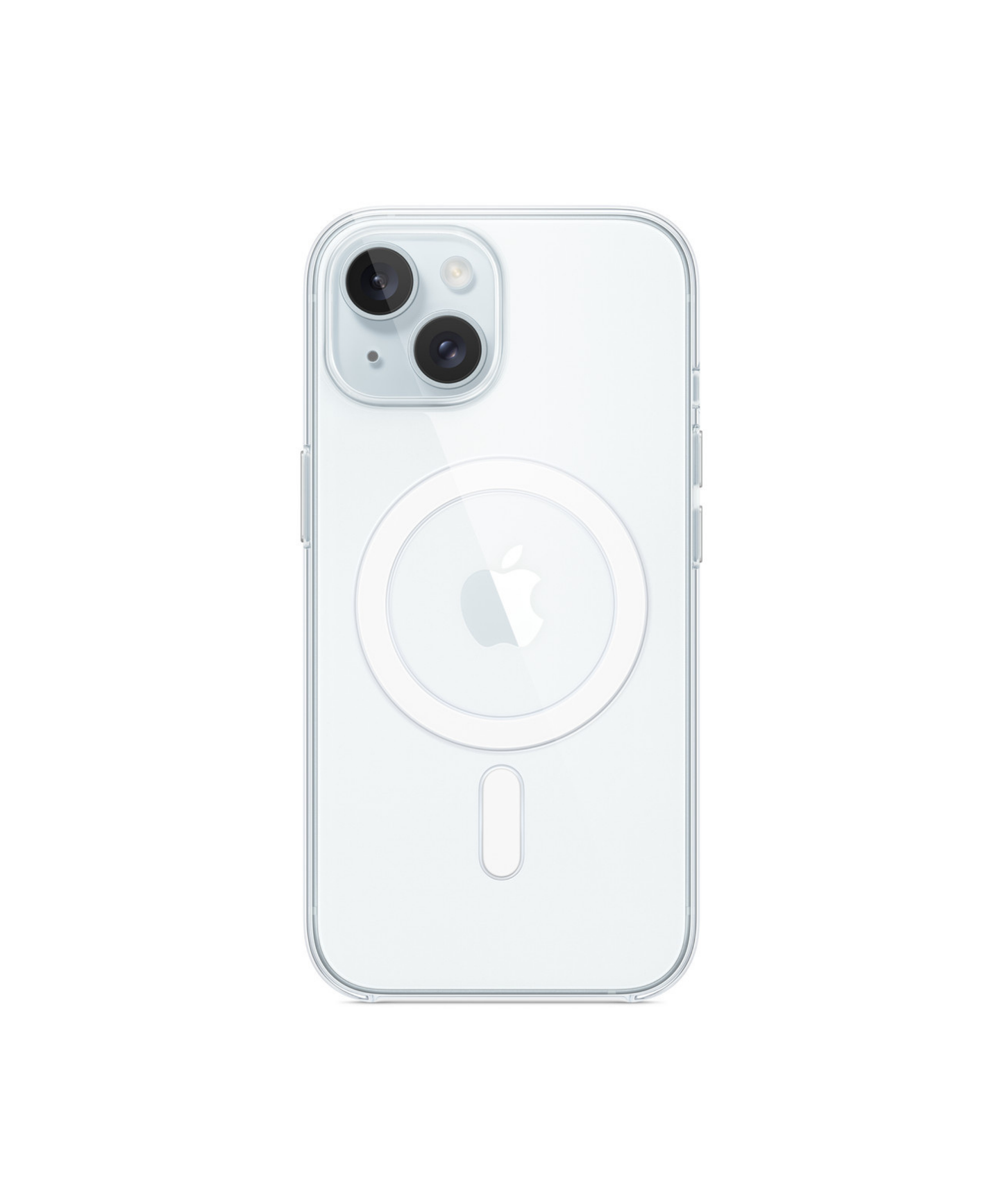 Smartphone with a clear case on a white background