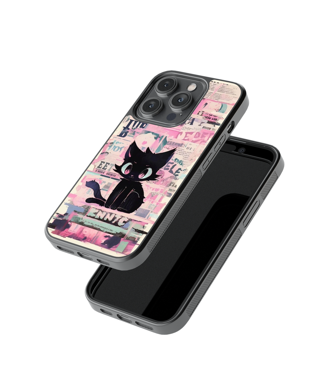 Midnight Meow | Pinteresty Glass Case Cover | Code: 296