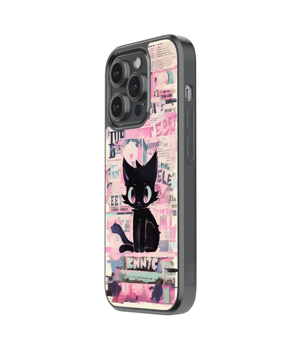 Midnight Meow | Pinteresty Glass Case Cover | Code: 296